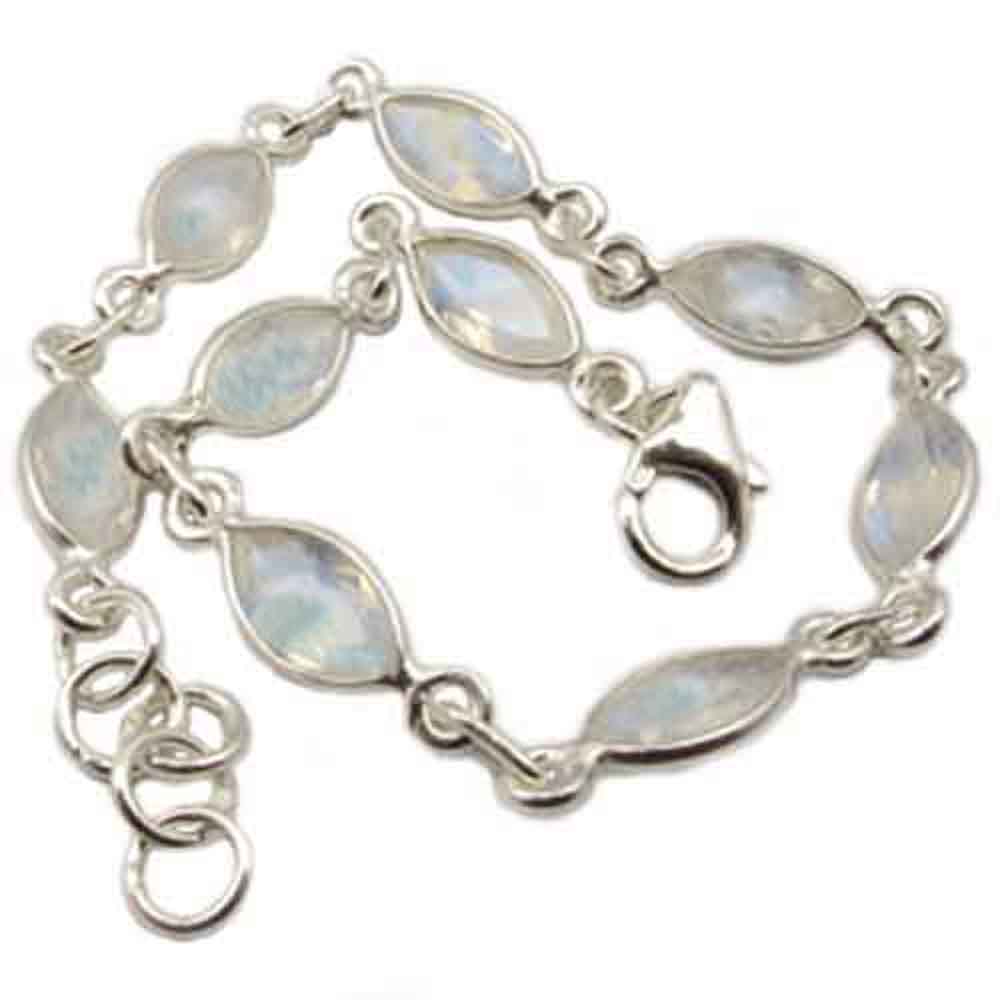 Rainbow moonstone sterling silver bracelet