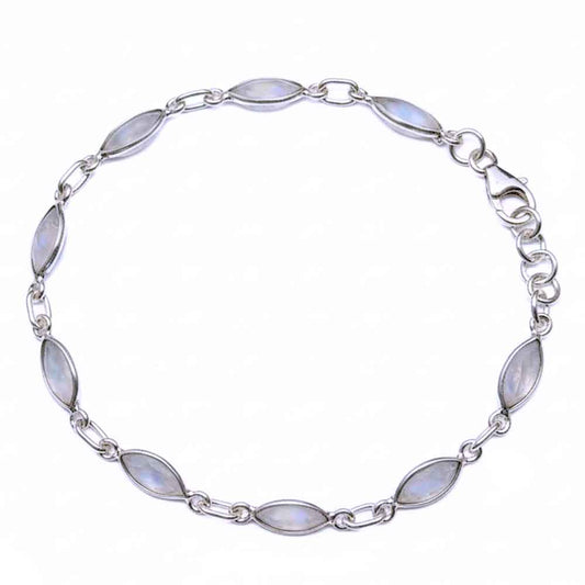 Rainbow moonstone sterling silver bracelet