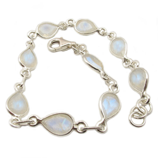 Rainbow moonstone sterling silver bracelet