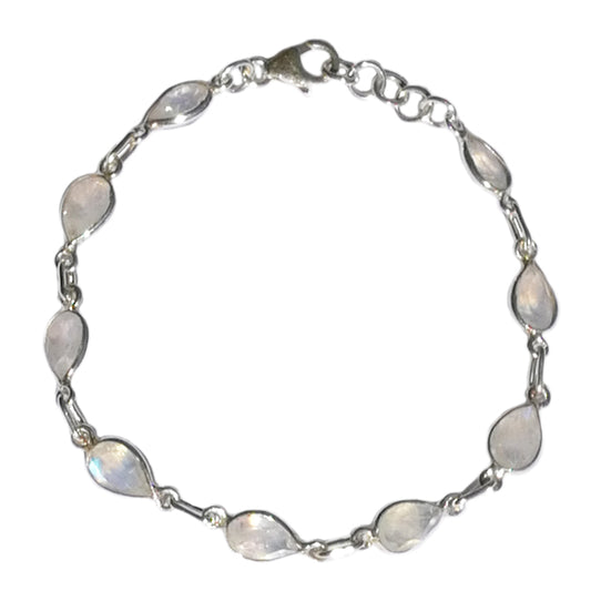 Rainbow moonstone sterling silver bracelet