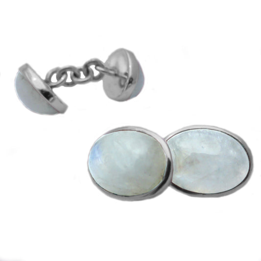 Rainbow moonstone cufflinks in sterling silver 925